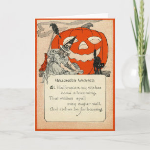 Cartão Bruxa Jack O Lanterna Black Cat Raven