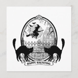 Cartão bruxa moderna do Dia das Bruxas do vintage