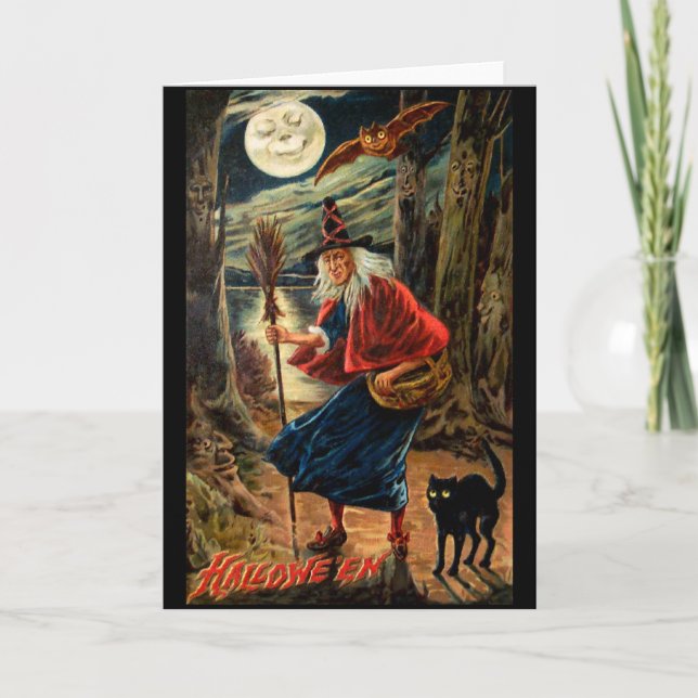 Cartão Bruxa na Noite de Halloween (Frente)