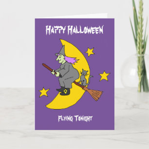 Cartão Bruxa Voadora Halloween
