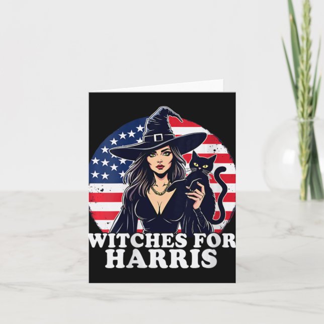 Cartão Bruxas De Mulheres Para Kamala Harris Halloween Po (Frente)