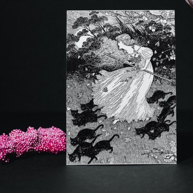 Cartão Bruxas jovens e gatos pretos (Criador carregado)