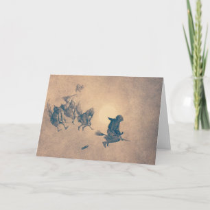 Cartão Bruxas nas Vassouras