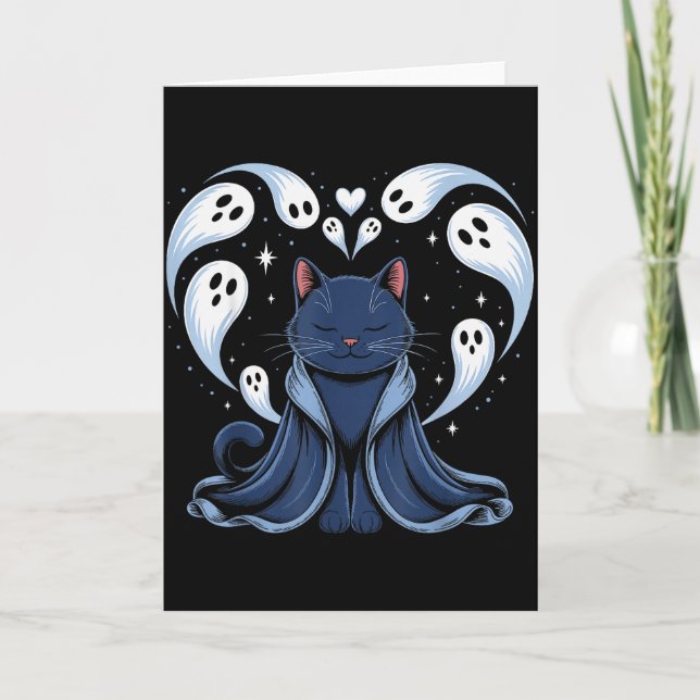 Cartão Bruxo de Meme de Gato Soky Fantasia Gatinho  (Frente)