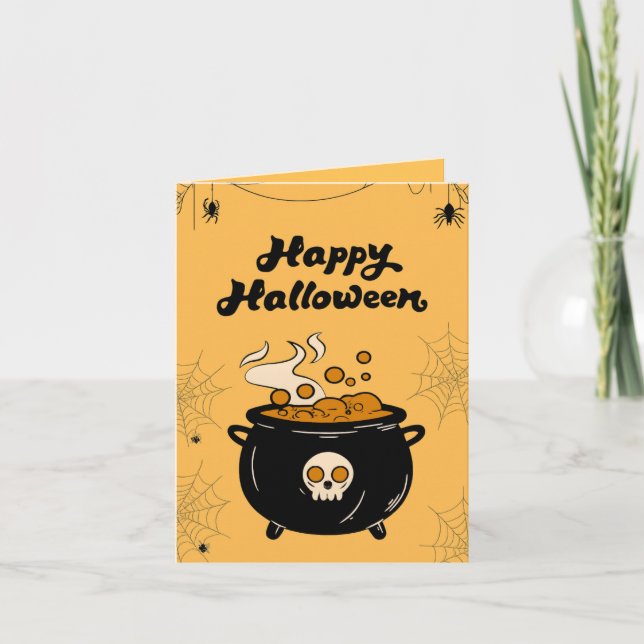 Cartão Bubbling Cauldron Halloween Card – Spooky Eyeballs (Frente)
