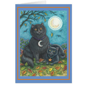 CARTÃO BUBO E PYEWACKET GATOS PRETOS, PLACA DE VAZIO DE A