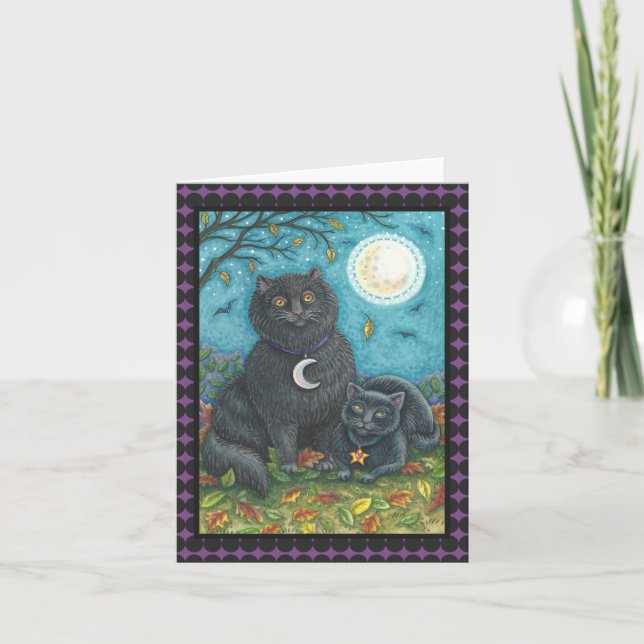 Cartão BUBO/PYEWACKET BLACK CAT HALLOWEEN NOTE CARD Blank (Frente)
