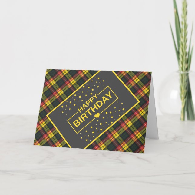 Cartão Buchanan Modern Tartan Aniversário Card (Frente)
