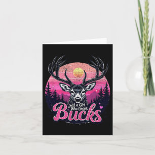 Cartão Buck Deer Hunter Girl Vintage Hunt