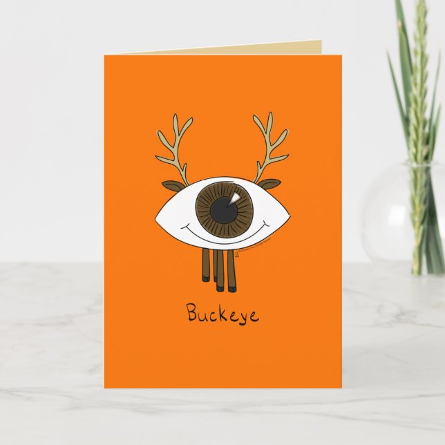 Cartão Buckeye  - Eyeball Buck Deer Hunter Greeting Card (Frente)