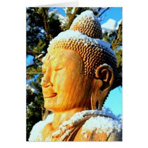 Cartão Buda cabeça na neve