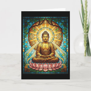 Cartão Buda de Vidro Colorido Zen Budismo Meditação Espir