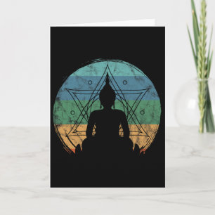 Cartão Buda Retrô Yoga Budista Espiritual Meditação Zen
