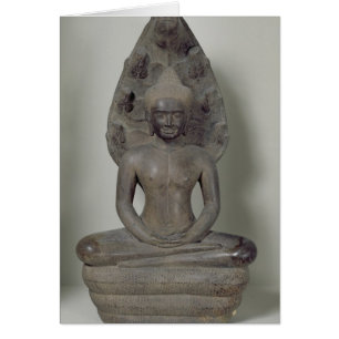 Cartão Buda sentado em meditação sobre Naga, Angkor