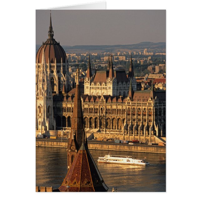 Cartão Budapeste, Hungria, Rio Danúbio, Parlamento (Frente)
