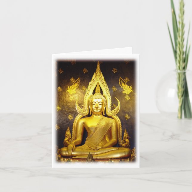 Cartão Buddha at Wat Yai-Blank Note Card (Frente)