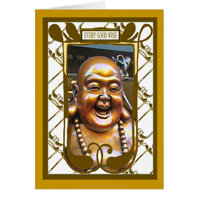 Cartão Buddha de riso, cada bom desejo (Frente)