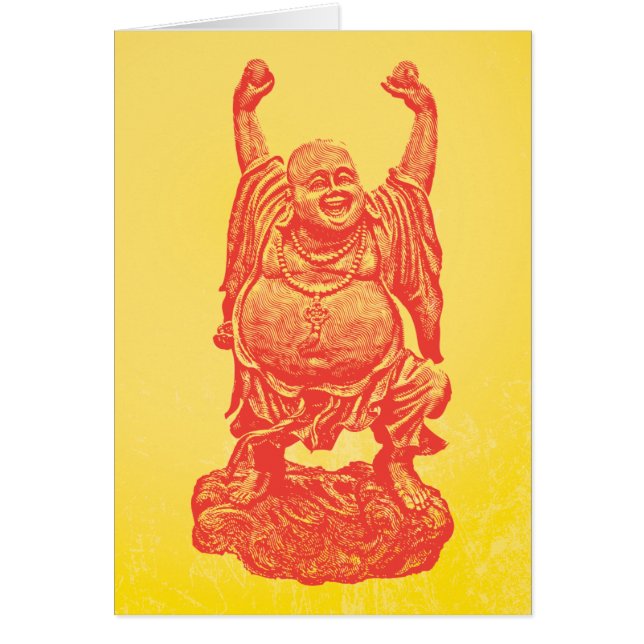 Cartão Buddha de riso (vermelho) (Frente)