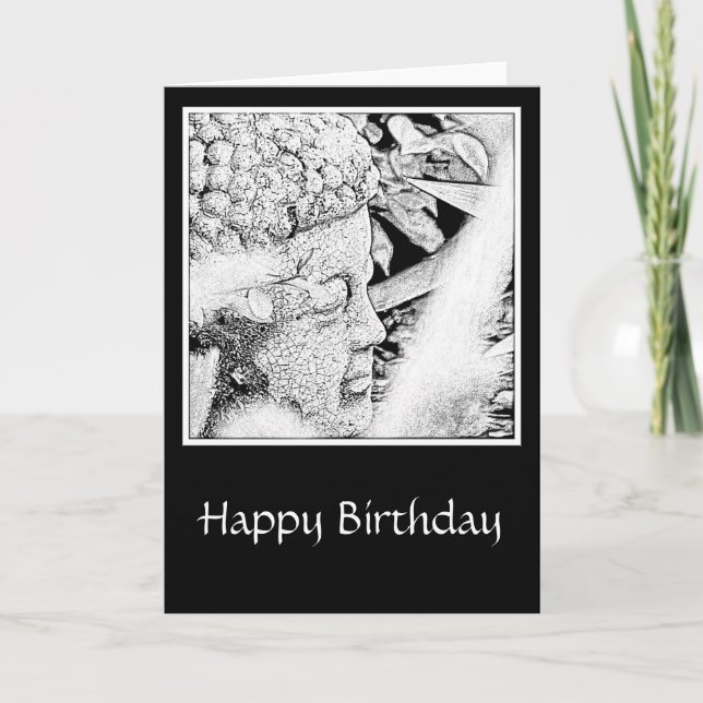 Cartão Buddha Head (Black and White Sketch) Birthday Card (Frente)