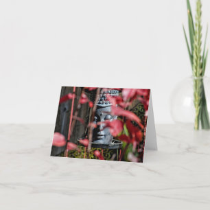 Cartão Buddha Head with Red Leaves