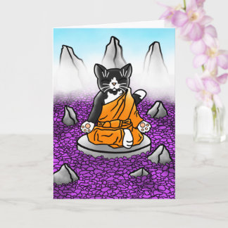 Cartão Buddhist Tuxedo Meditation Cat