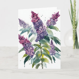 Cartão Buddleia - Flores em aquarela