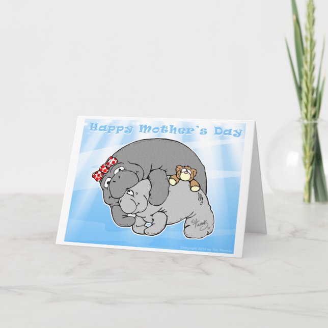 Cartão Buddy Manatee, Happy Mother's Day (Frente)