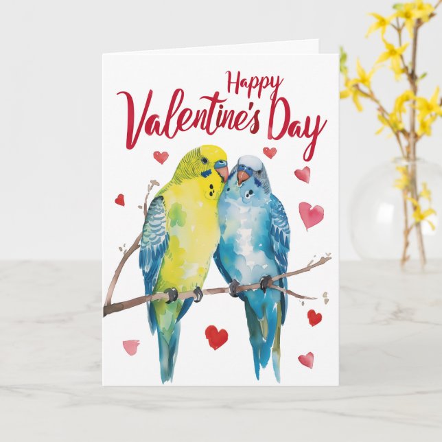 Cartão Budgie Valentine (Flor Amarela)