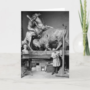 Cartão Buffalo Hunt Sculpture, early 1900s