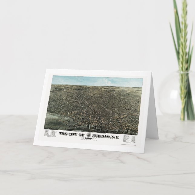 Cartão Buffalo, NY Panoramic Map - 1880 (Frente)