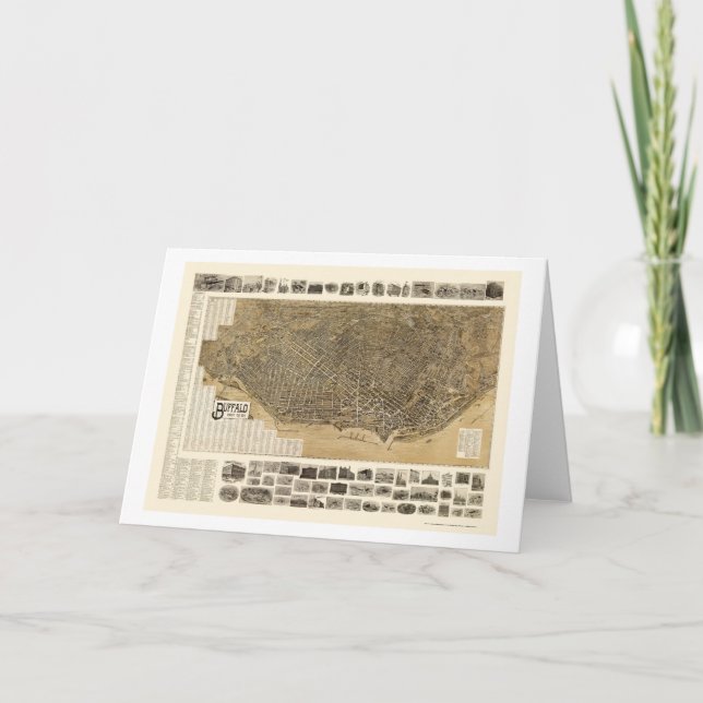 Cartão Buffalo, NY Panoramic Map - 1902 (Frente)