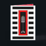 Cartão Buffalo Xadrez Hanukkah Menorah<br><div class="desc">Um hanukkiah de xadrez de búfalos e listrados é tocado por chamas coloridas do coração dentro de um quadro vermelho arrojado e sobreposto a faixas pretas e brancas. O cartão interior apresenta "Abençoações de Chanucá!" e é delimitado e coordenado para o seu prazer escrevendo. ~ karyn</div>