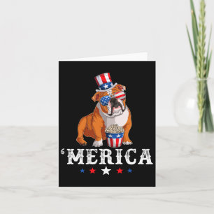 Cartão Buldogdog Men Usa American Flag English Bulldo