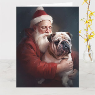 Cartão Buldogue com Papai Noel Natal Festivo
