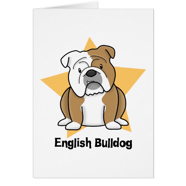 Cartão Buldogue do inglês da estrela de Kawaii (Frente)