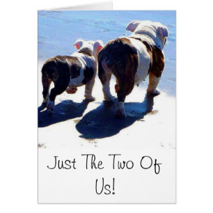 Cartão Buldogue e filhote de cachorro ingleses