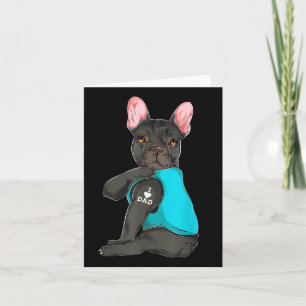 Cartão Buldogue Francês Eu Adoro Roupa de Tatuagem de Pai