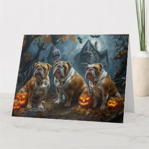 Cartão Buldogue Halloween Night Doggy Delight