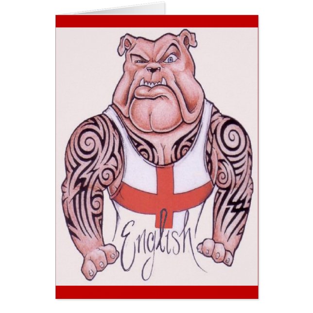 Cartão Buldogue inglês com tatuagem tribal (Frente)