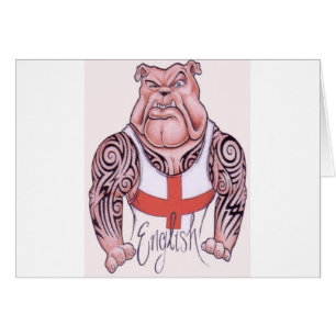 Cartão Buldogue inglês com tatuagens tribais
