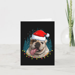 Cartão Buldogue Vestindo Santa Hat Xmas - Bulldog Lover C