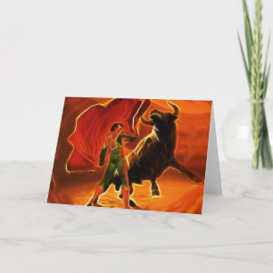 Cartão Bull Fighter And El Toro