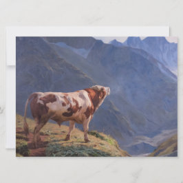 Cartão Bull nos Alpes (por Eugène Burnand)
