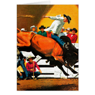 Cartão Bull Riding by Fred Ludekens