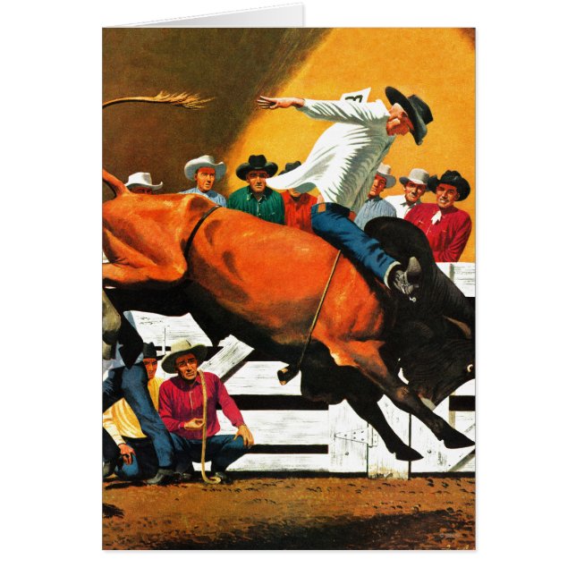 Cartão Bull Riding by Fred Ludekens (Frente)