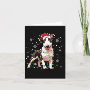 Cartão Bull Terrier Christmas Sweet Dog Xmas Lights Tre