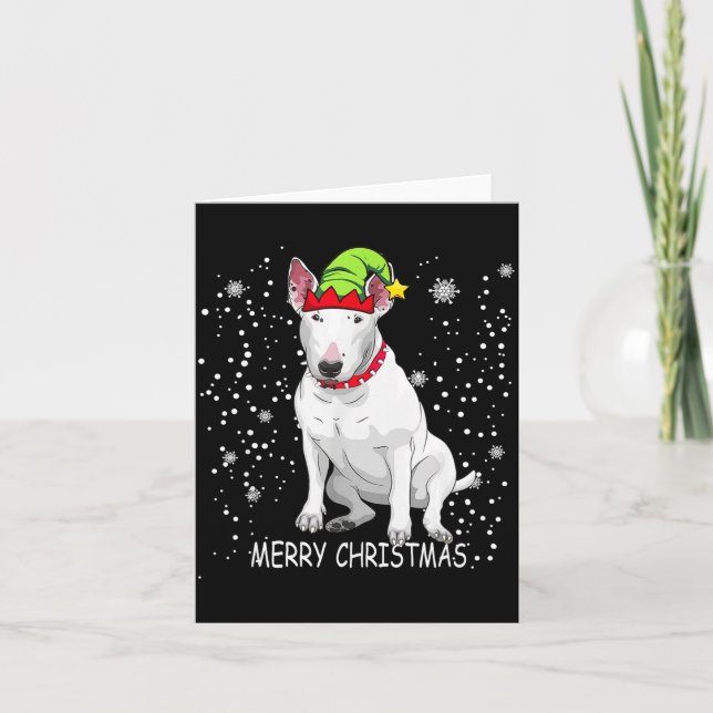 Cartão Bull Terrier Dog Tree Christmas Sweater Xmas Dogs  (Frente)