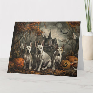 Cartão Bull Terrier Halloween Night Doggy Delight