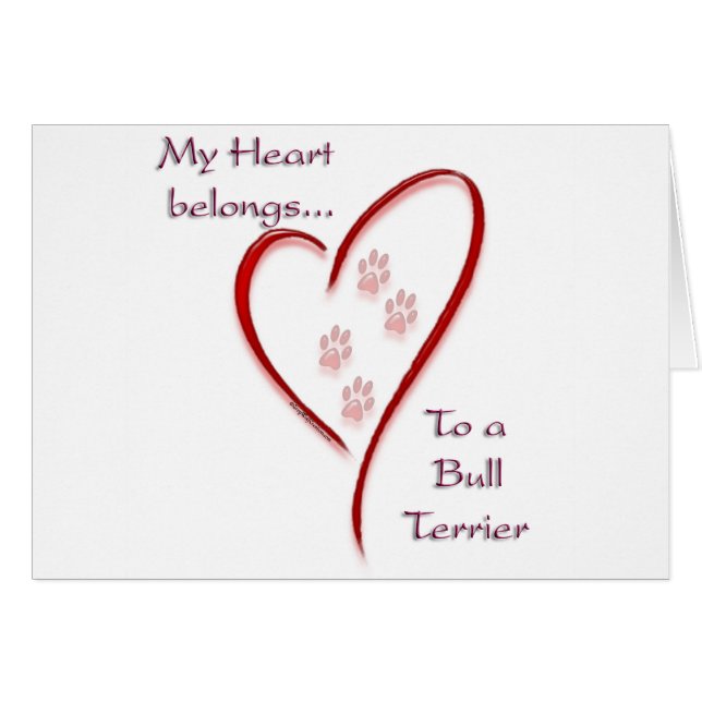 Cartão Bull Terrier Heart Pertence (Frente Horizontal)