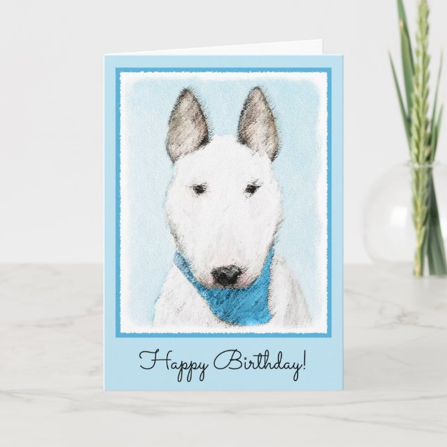 Cartão Bull Terrier Painting - Cute Original Dog Art (Frente)